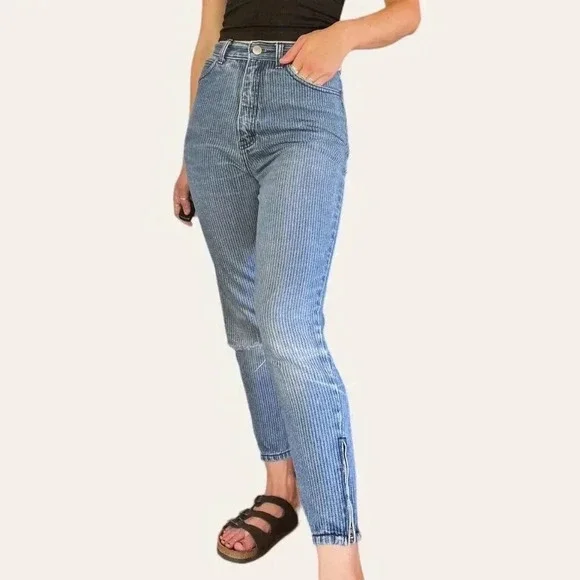 Vintage pinstriped designer jeans by Sergio Valente 24/25/26 XS - Picture 6 of 8